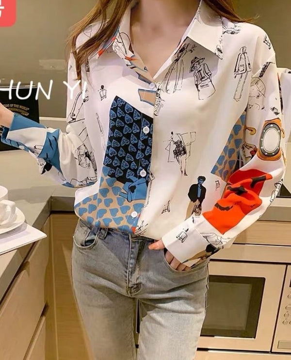 Printed oversized shirt shoping mall