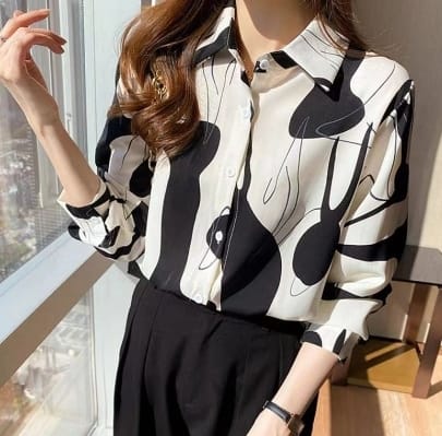 Printed oversized shirt guitar black