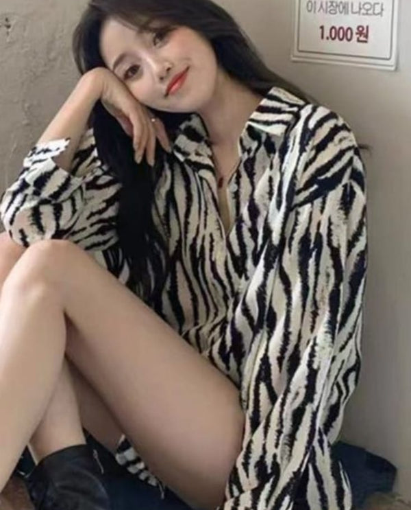 Printed oversized shirt zebra