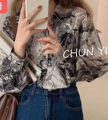Printed oversized shirt Italian black