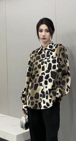 Printed oversized shirt python brown
