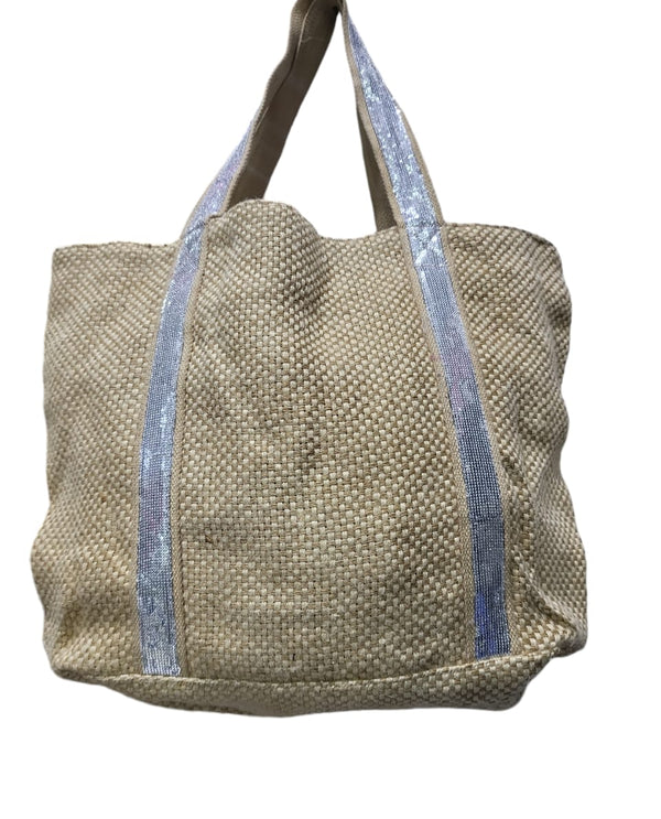 Woven silver sequin Tote bag