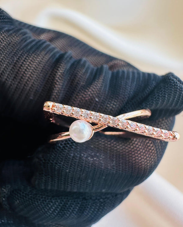 Valentines special adjustable Cz bar ring