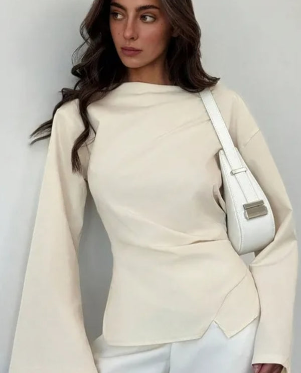Darted bell sleeve top