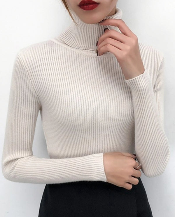 Full sleeve polo neck knitting top