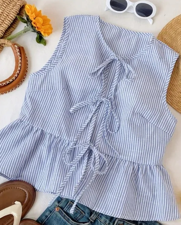 Ruffle tied tank top