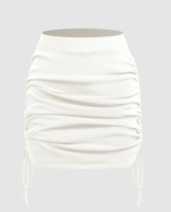 Tied knitted short skirt