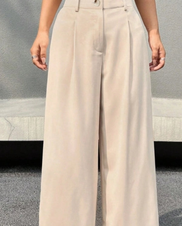 Darted wide leg korean pant