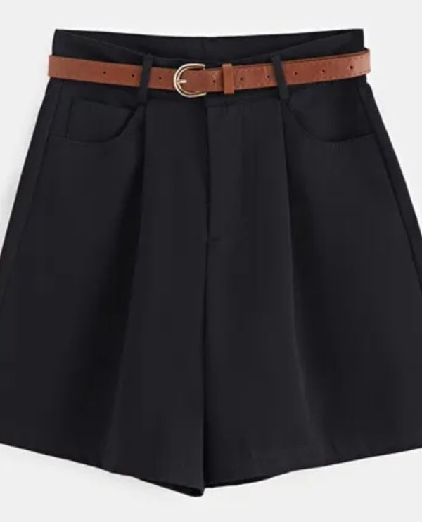 High waisted cotton denim shorts