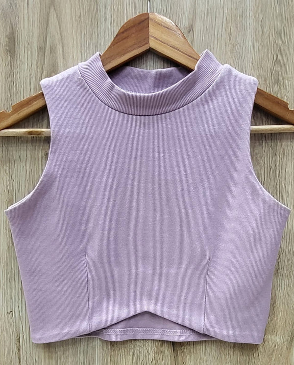 Apple cut detail rib sleeveless lilac