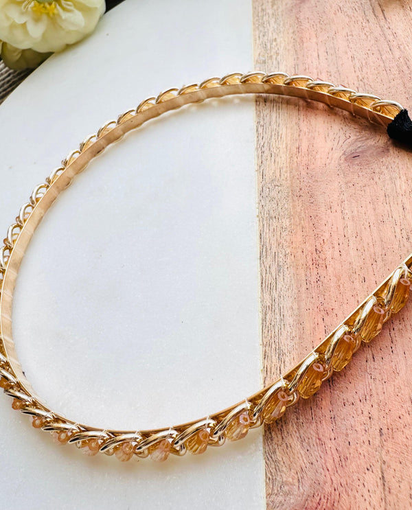 Chain Sequin Dainty Hair band Caramel